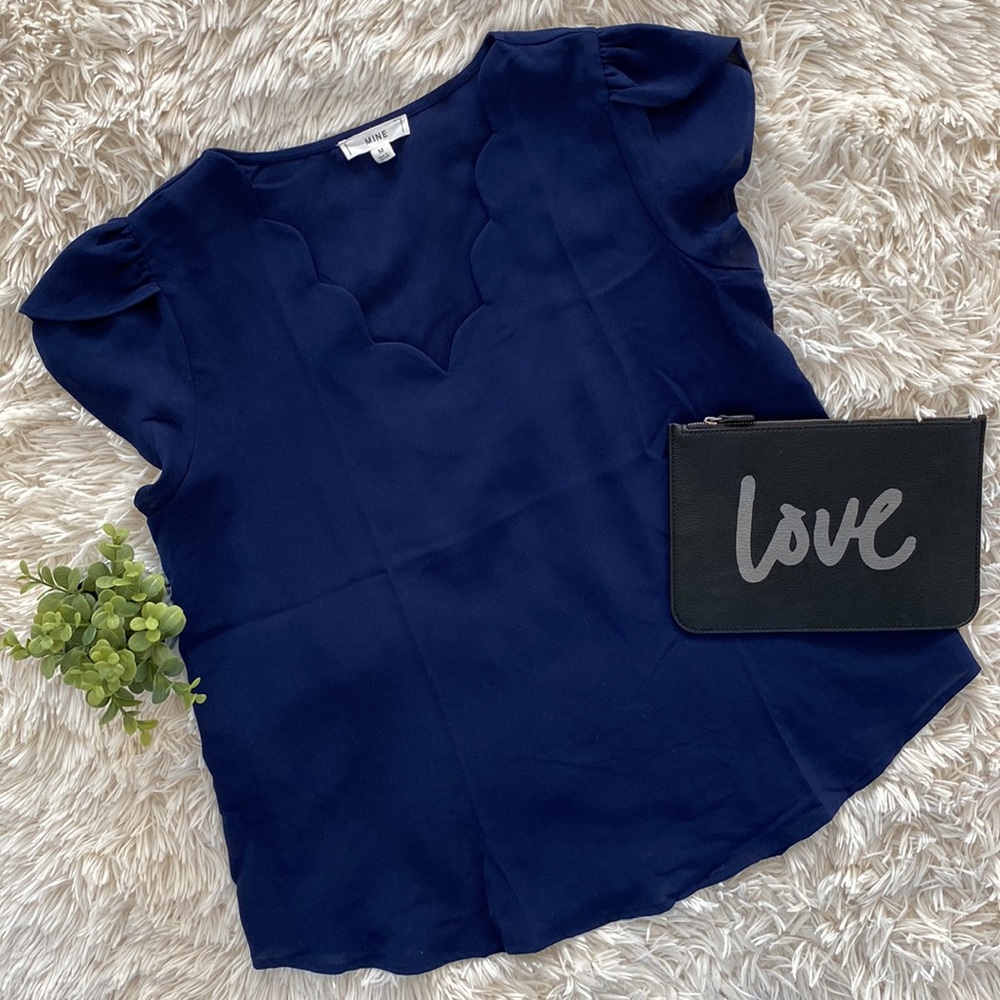 Mine Tulip SS Sleeve Blouse 💗 Navy